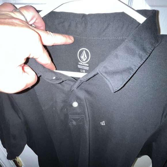 Volcom Classic Black Polo Shirt, Mens Sz L - Picture 2 of 2